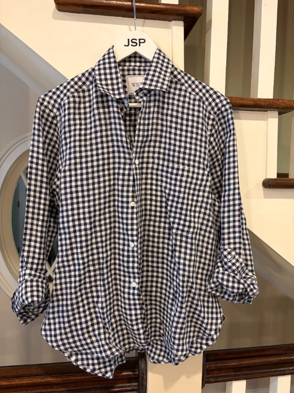 With Nothing Underneath (WNU) The Classic Navy Gingham Button Down Shirt - Picture 3 of 6
